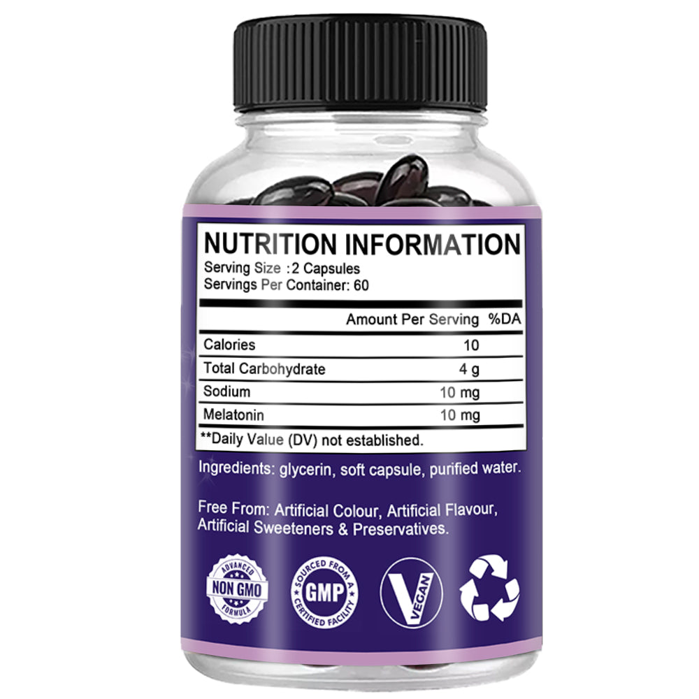 Tecepec Melatonin 10mg Sleep Support Capsules | Advanced Formula for Restful Sleep | 120 Capsules